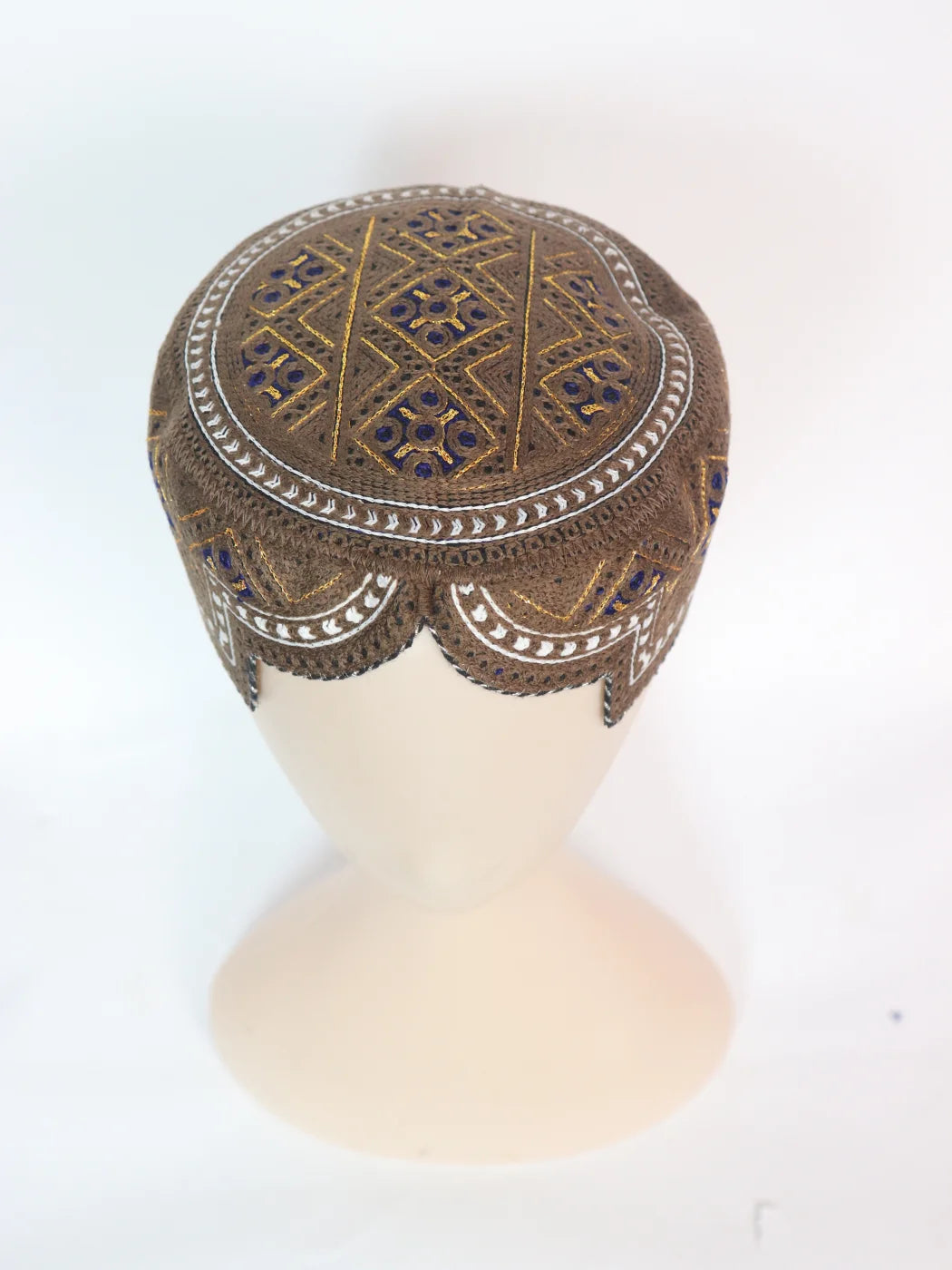 Brown Traditional Sindhi Cap | Topi With Embroidery Shadab