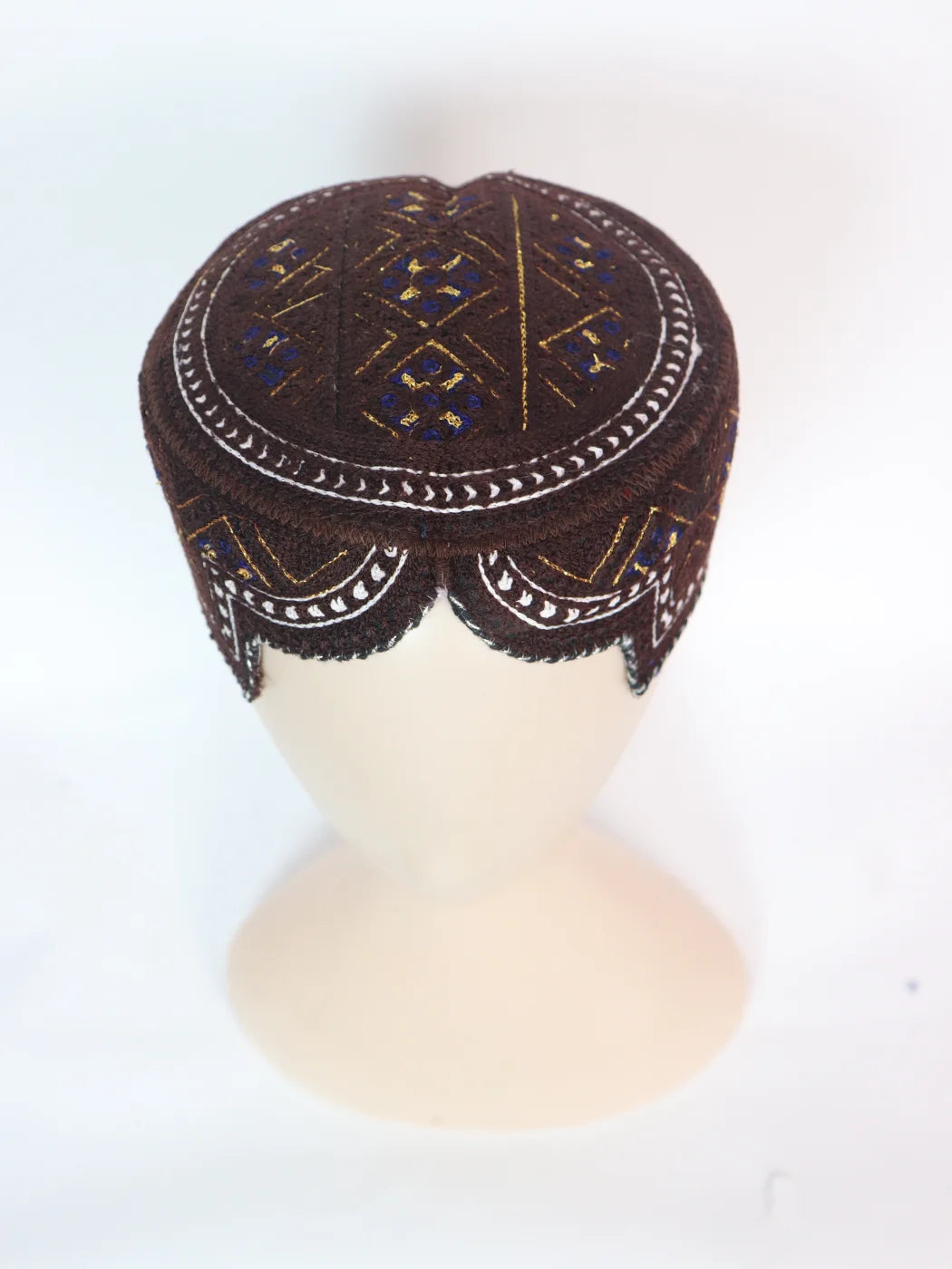 Brown Sindhi Cap | Traditional Topi With Embroidery Haider