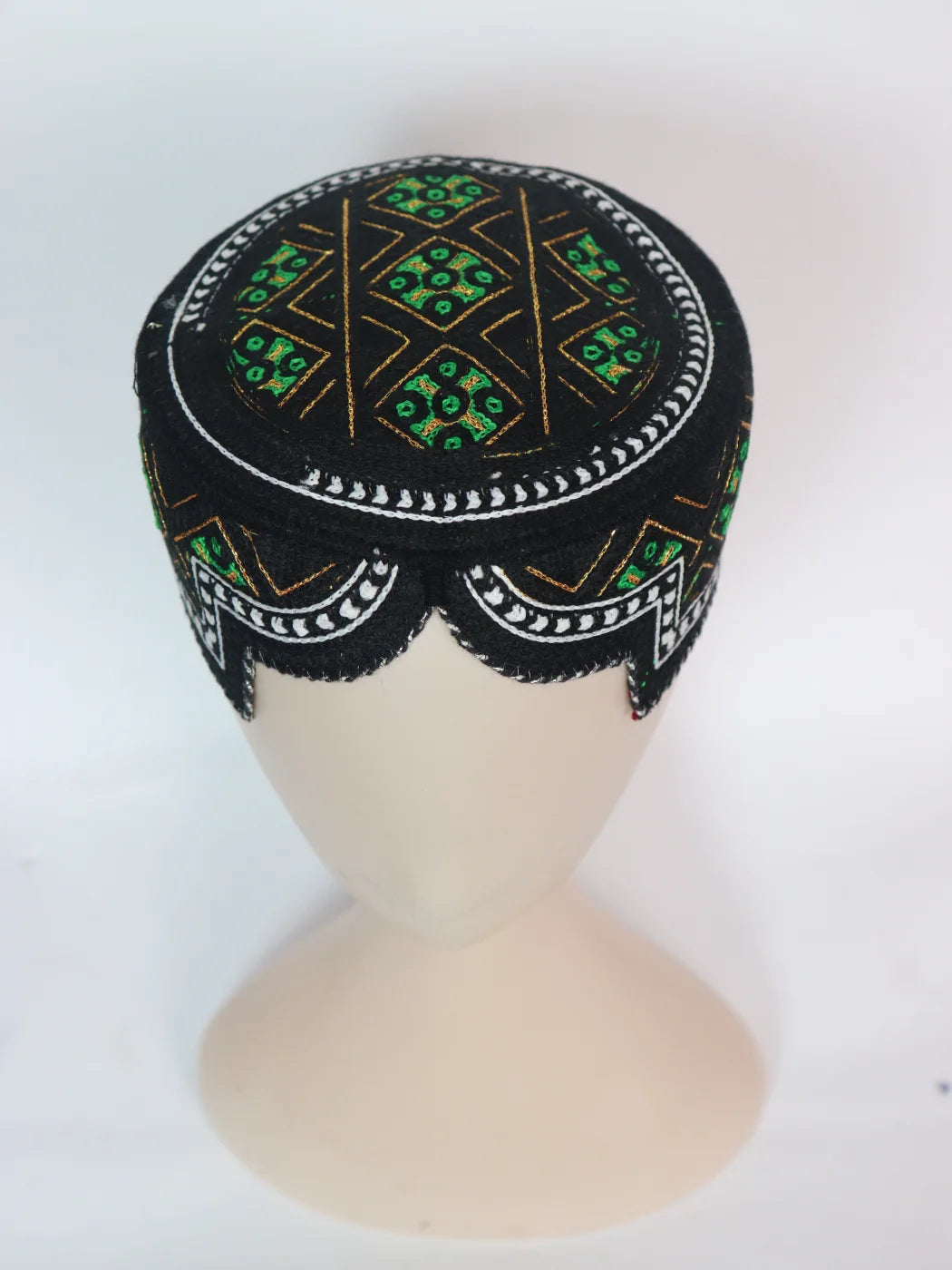 Gul-Khan Traditional Sindhi Black Topi With Embroidery