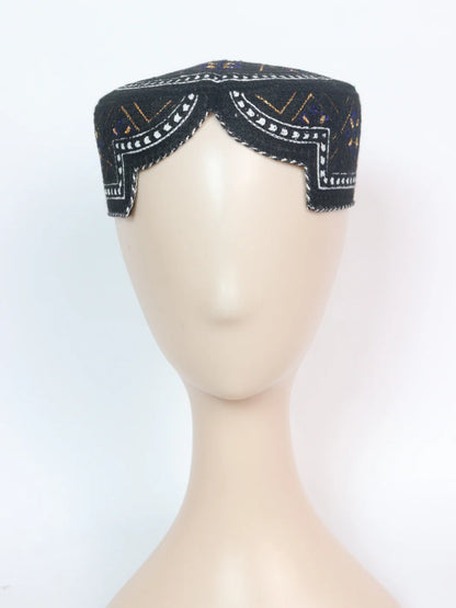 Misbah Traditional Black Sindhi Cap Topi With Embroidery