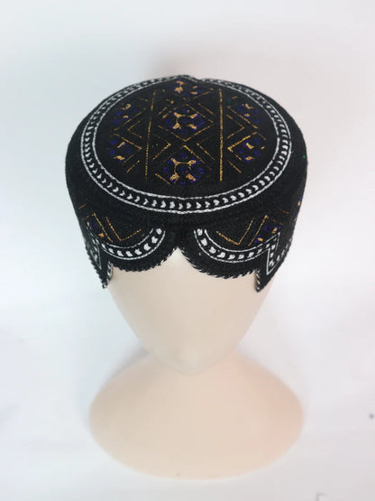 Misbah Traditional Black Sindhi Cap Topi With Embroidery