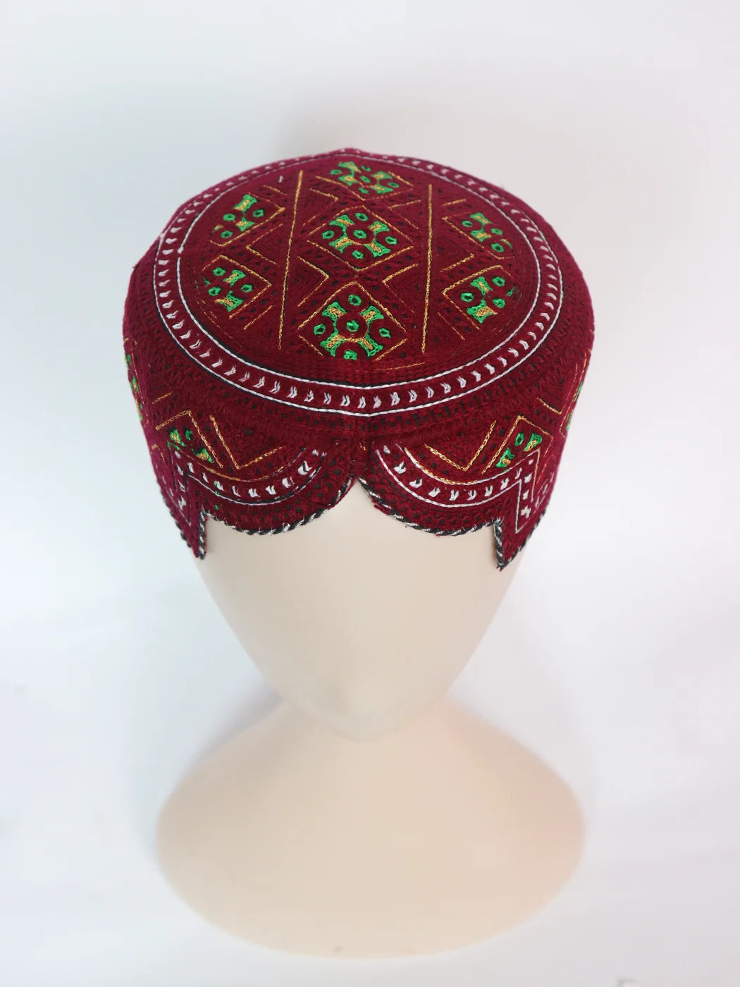 Maroon Classic Sindhi Cap | Topi With Embroidery