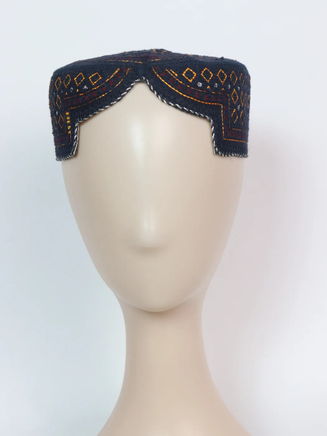 Navy Blue Traditional Sindhi Cap | Bugti Topi With Embroidery Aahsaan