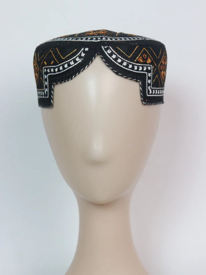 Black Traditional Sindhi Cap | Topi With Embroidery Sohaib
