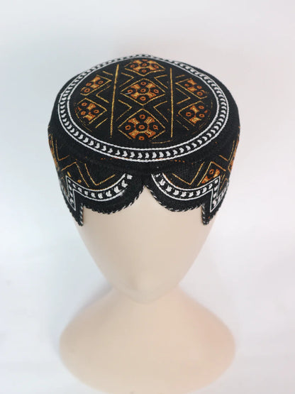 Black Traditional Sindhi Cap | Topi With Embroidery Sohaib