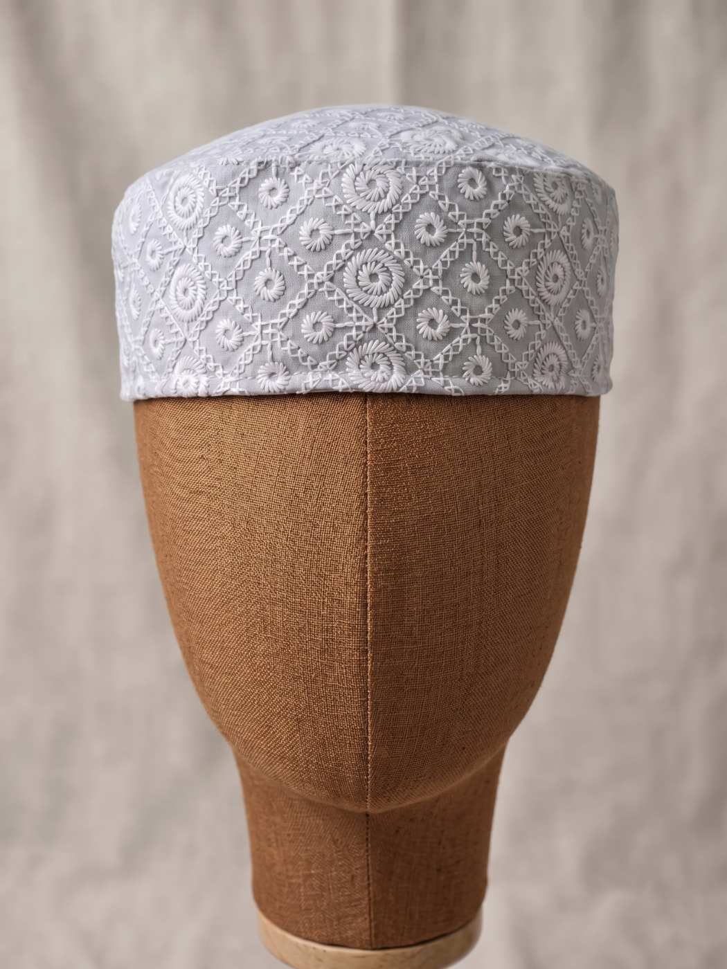 white cotton cap in chikan work