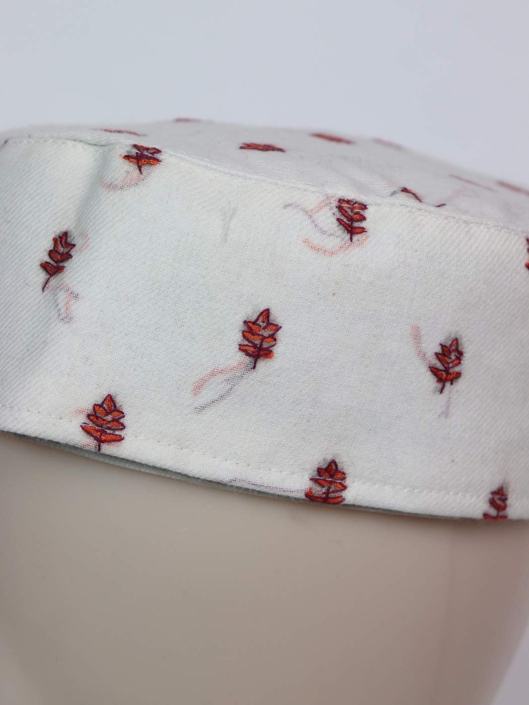 Classic White Kashmiri Cap With Hand Sozni Work Boothis
