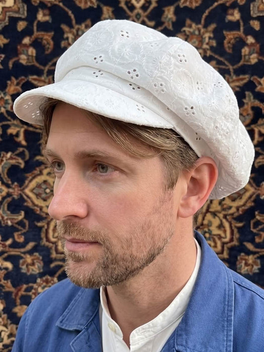 Mens white cotton baggy cap