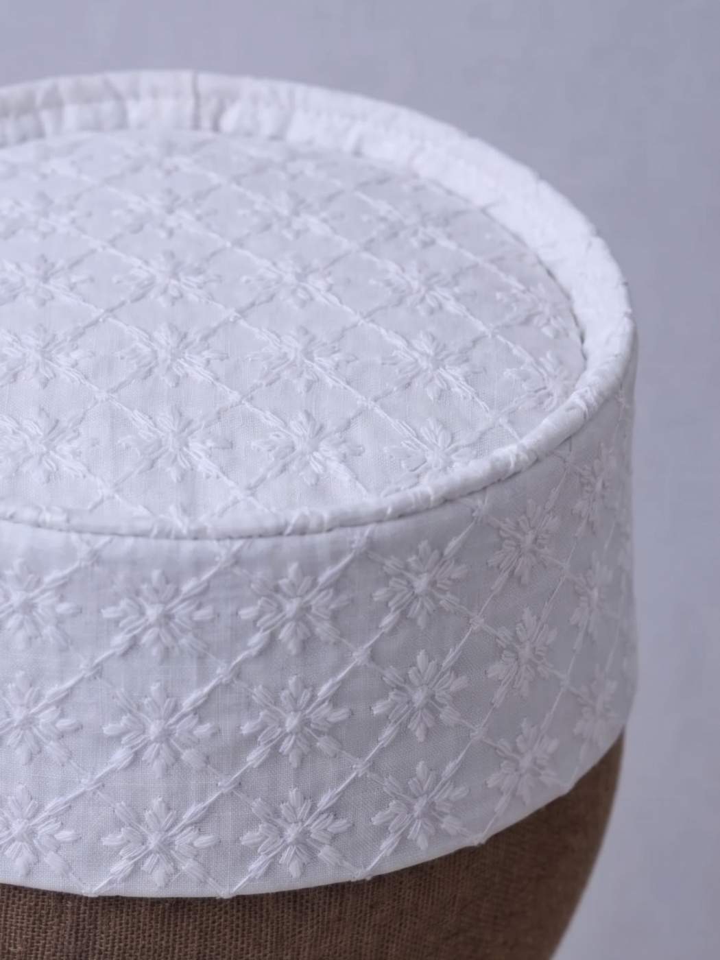 Cotton Omani Barkati Cap in white With Intricate Chikan Work