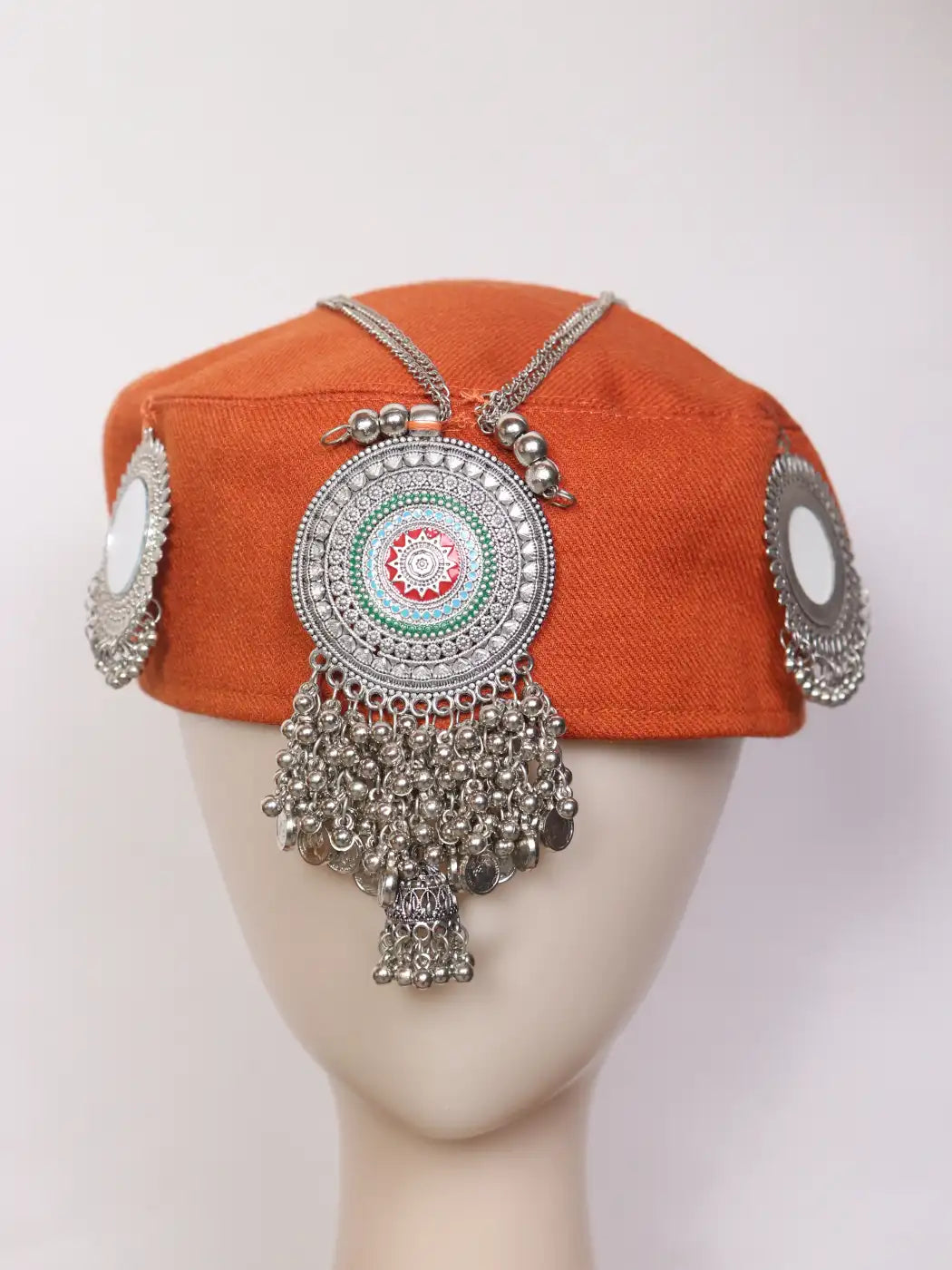 Zooni Kashmiri Women Bridal Cap With Jewlery In Kasaba Style