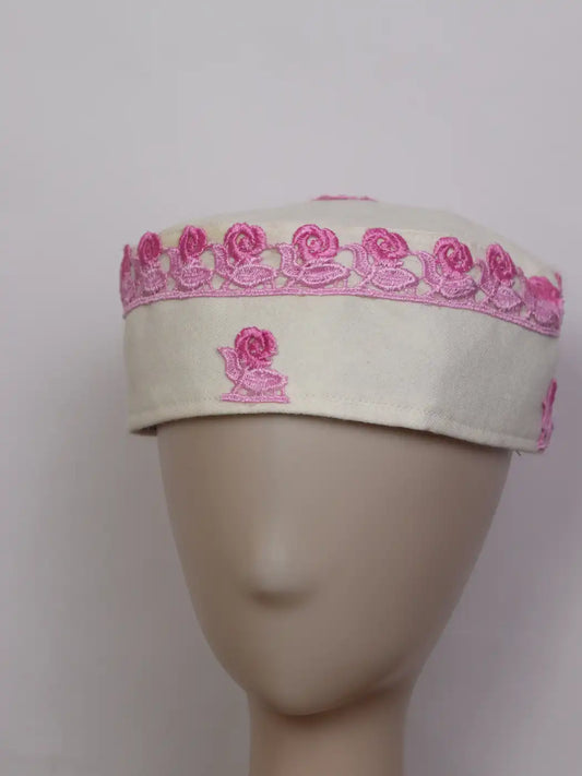 Sehrish Cap For Women With Pretty Pink Lace
