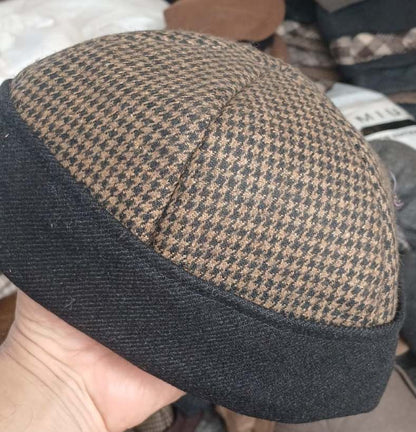 Beanie Cap With Stripes Top and Black Border