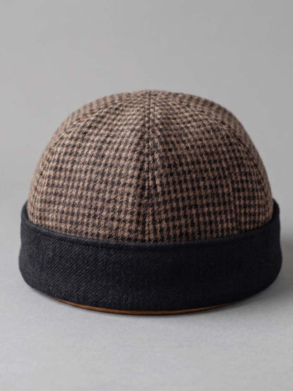 Beanie Cap With Stripes Top and Black Border