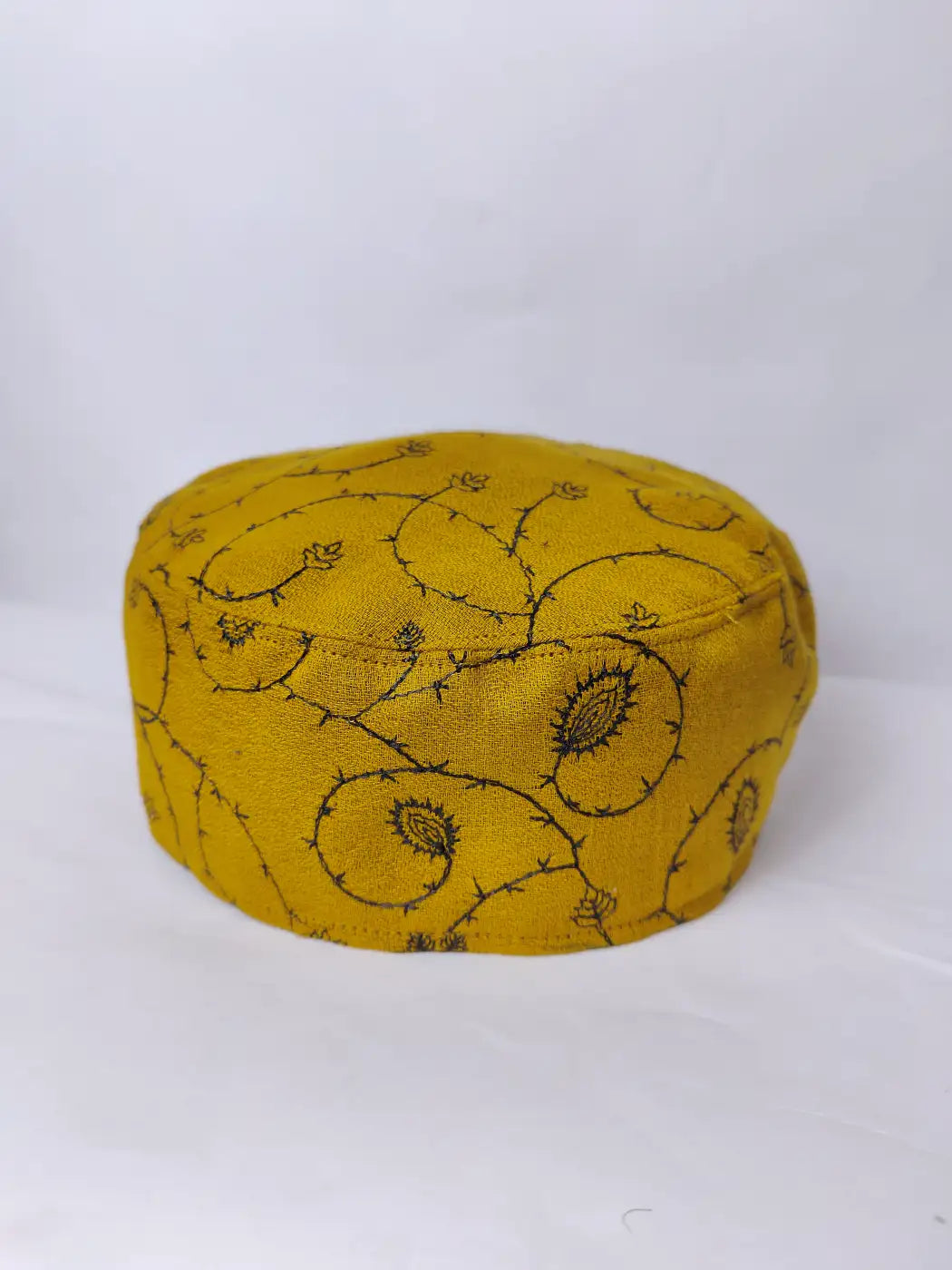 mustard kashmiri cap with needlework