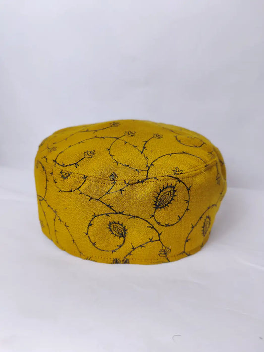 mustard kashmiri cap with needlework